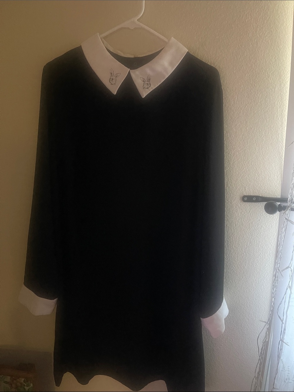 Victoria Beckham Black Long-Sleeve Dress with White Collar and Cuffs